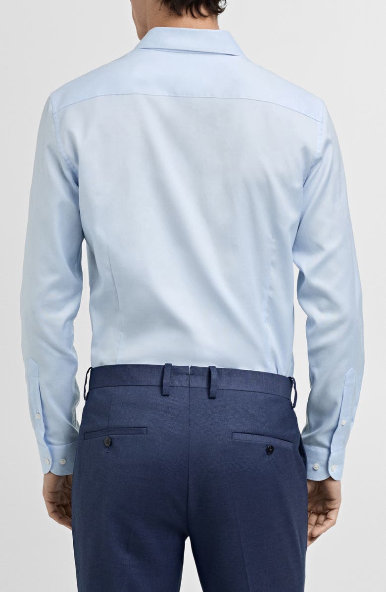 MANGO Slim Fit Light Blue Cotton Button-Up Shirt, Alternate, color, 