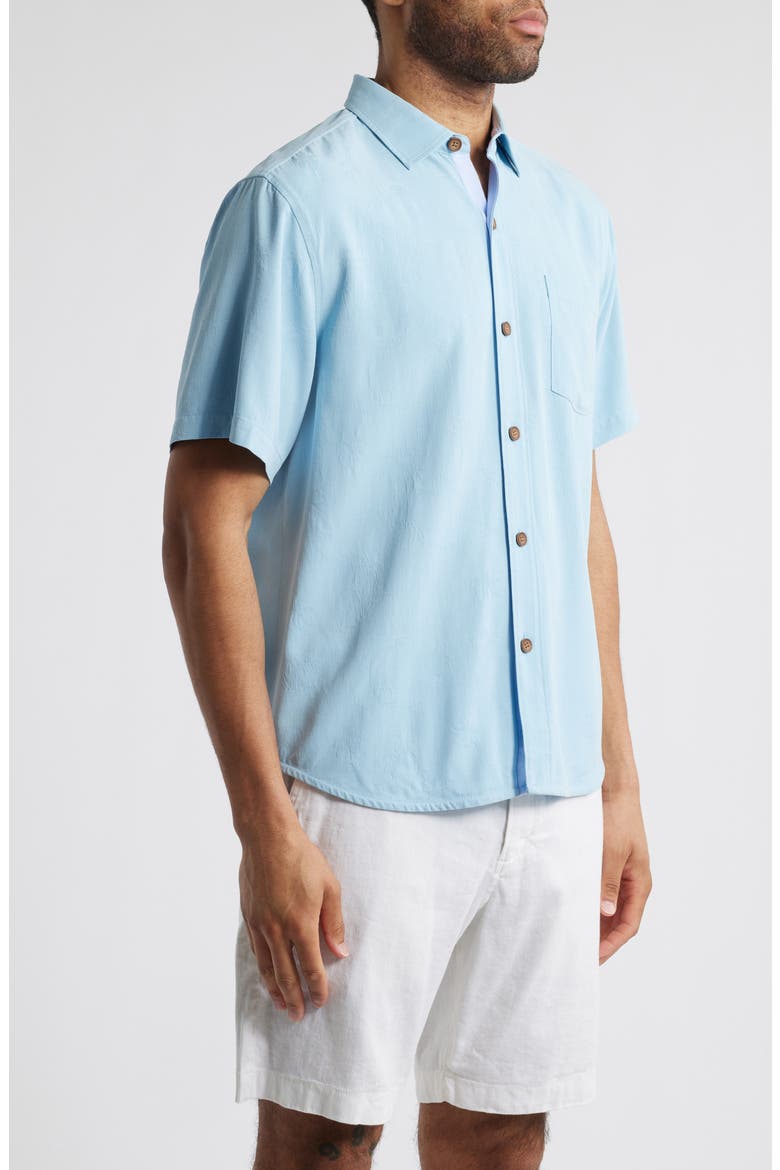 Birdie of Paradise Short Sleeve Silk Graphic Button-Up Shirt, Alternate, color, BLUE JAY