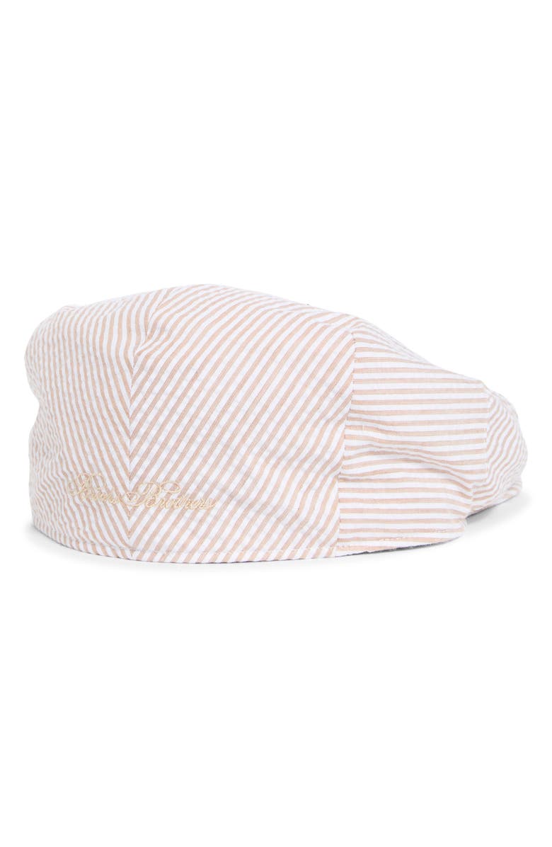 Brooks Brothers Ivy Stripe Seersucker Newsboy Cap, Alternate, color, Camel