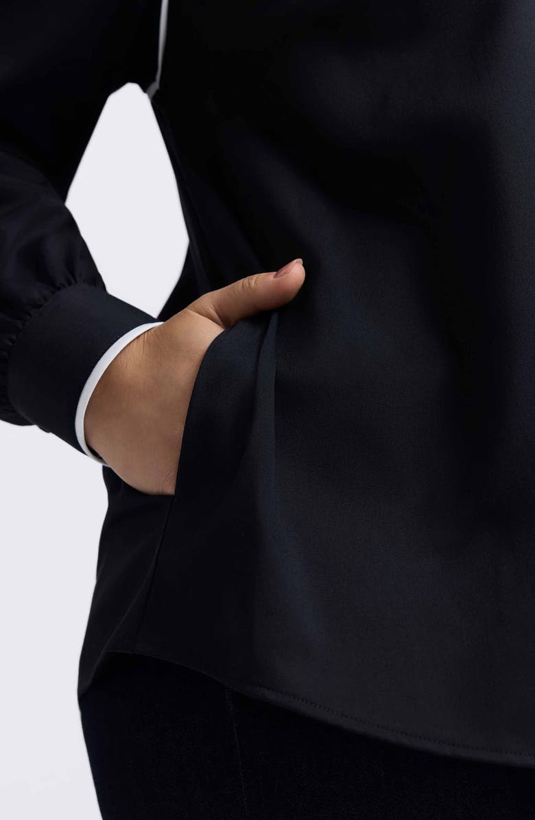 Foxcroft Daphne Contrast Piping Stretch Cotton Blend Pullover, Alternate, color, 