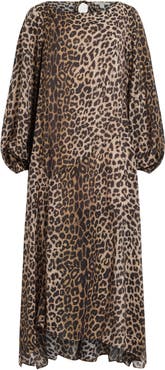 AllSaints Jane Long Sleeve Leopard Print Dress