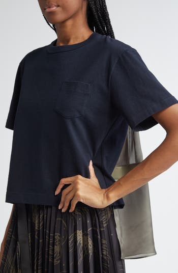 Sacai Nylon Twill & Cotton Jersey T-Shirt | Nordstrom
