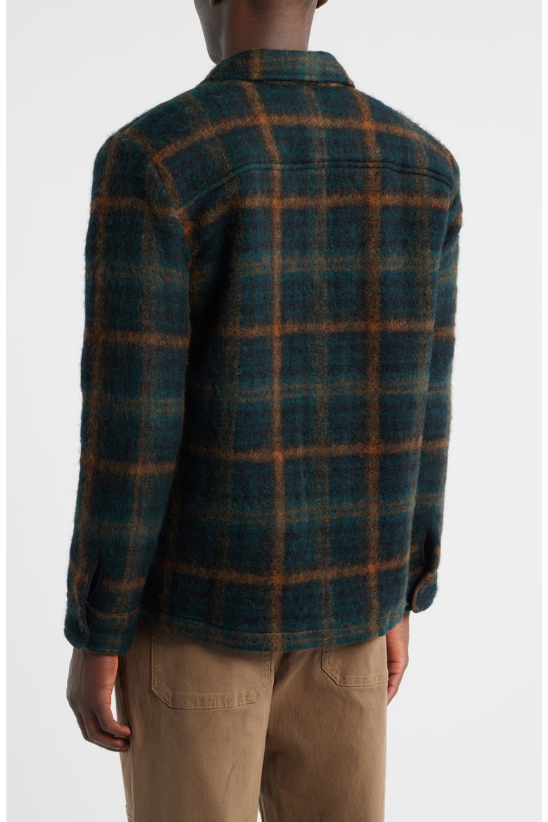 Whiting Check Wool Blend Overshirt, Alternate, color, TEAL / ORANGE