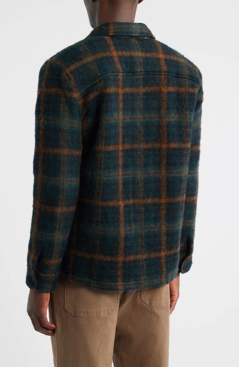 Wax London Whiting Check Wool Blend Overshirt, Alternate, color, Teal / Orange