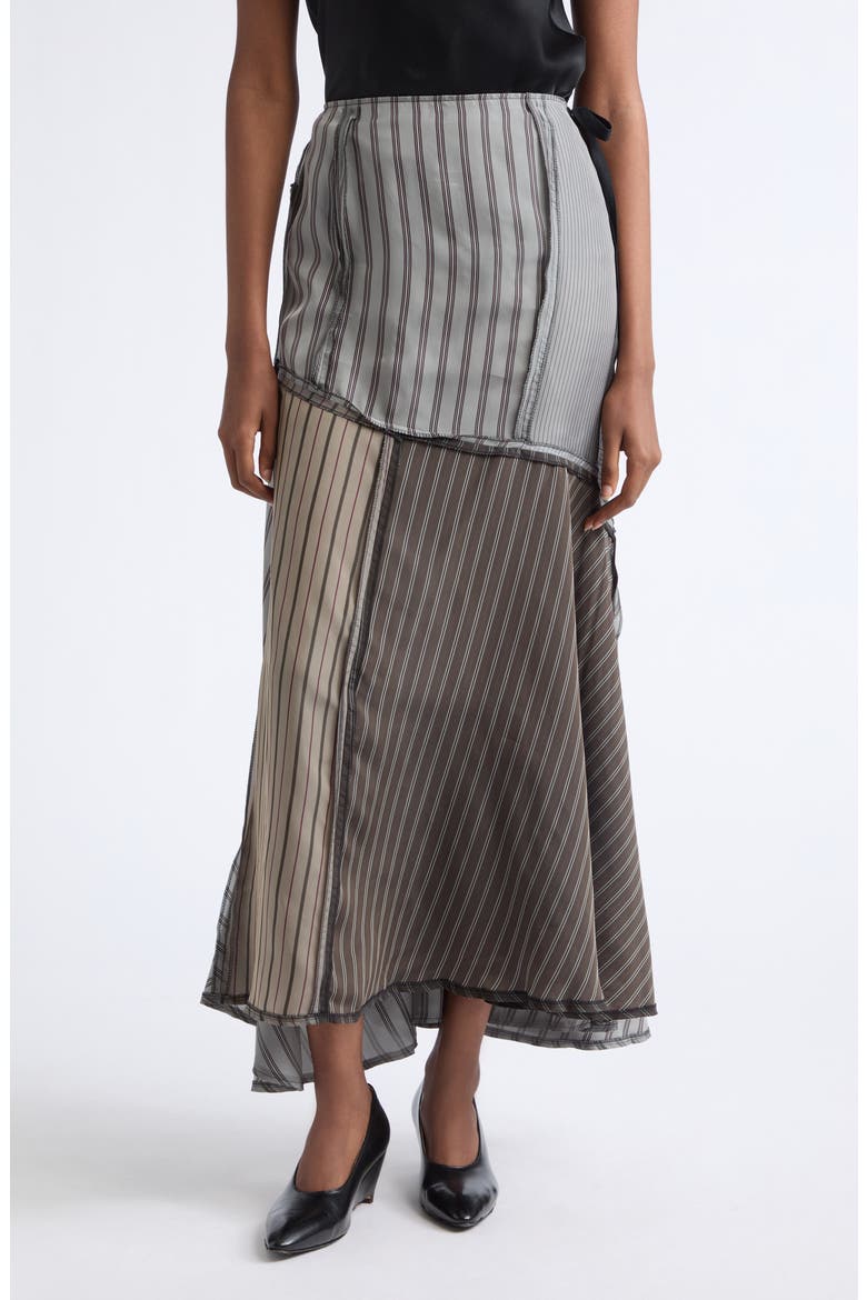 Lining Patchwork Midi Skirt, Main, color, MID GREY/ STEEL/ BROWN