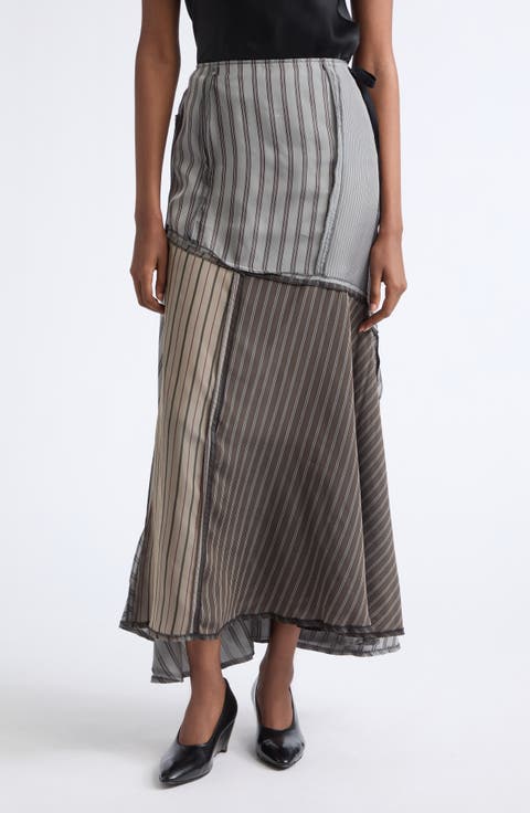 Lining Patchwork Midi Skirt