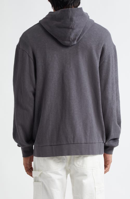 Palmes Waffle Stitch Zip Hoodie In Charcoal