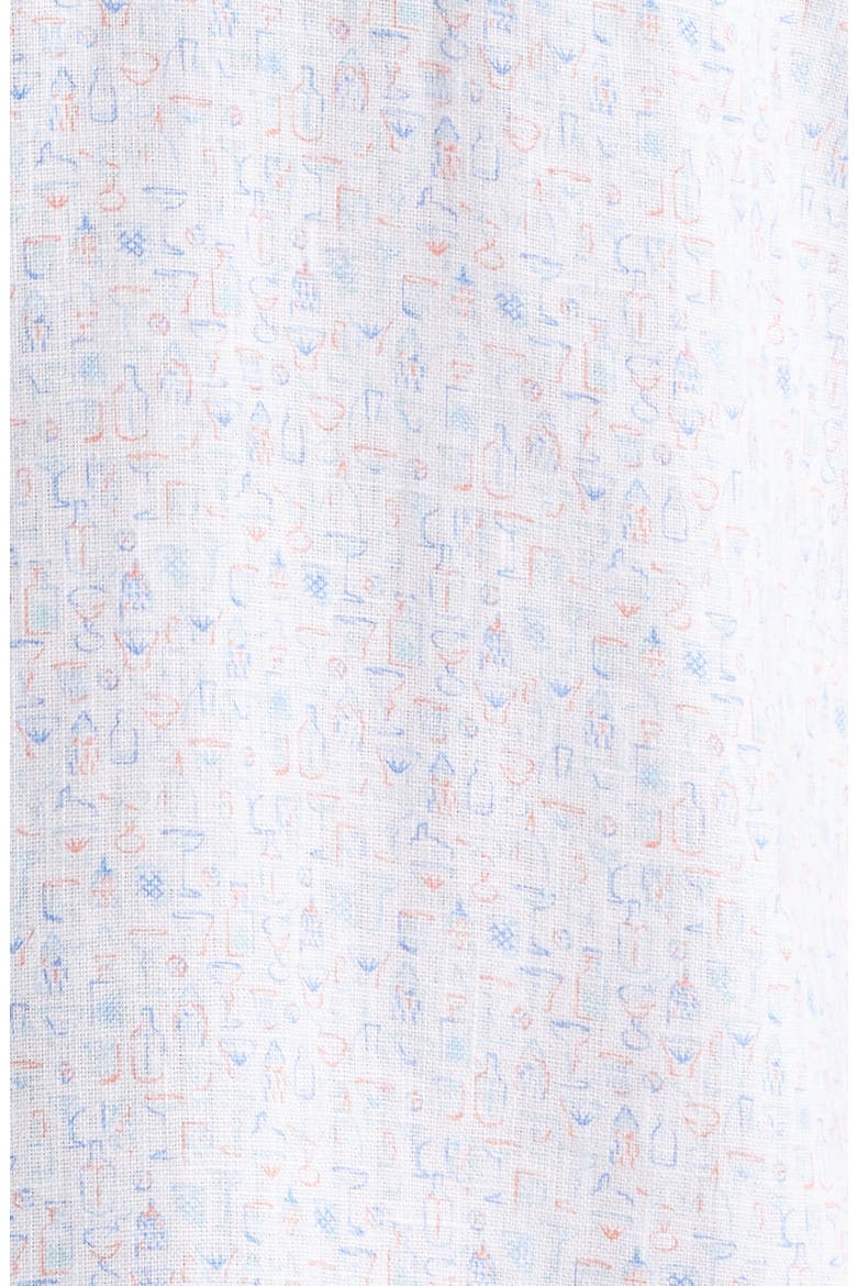 Soiree Short Sleeve Linen Button-Up Shirt, Alternate, color, BLUE MULTI