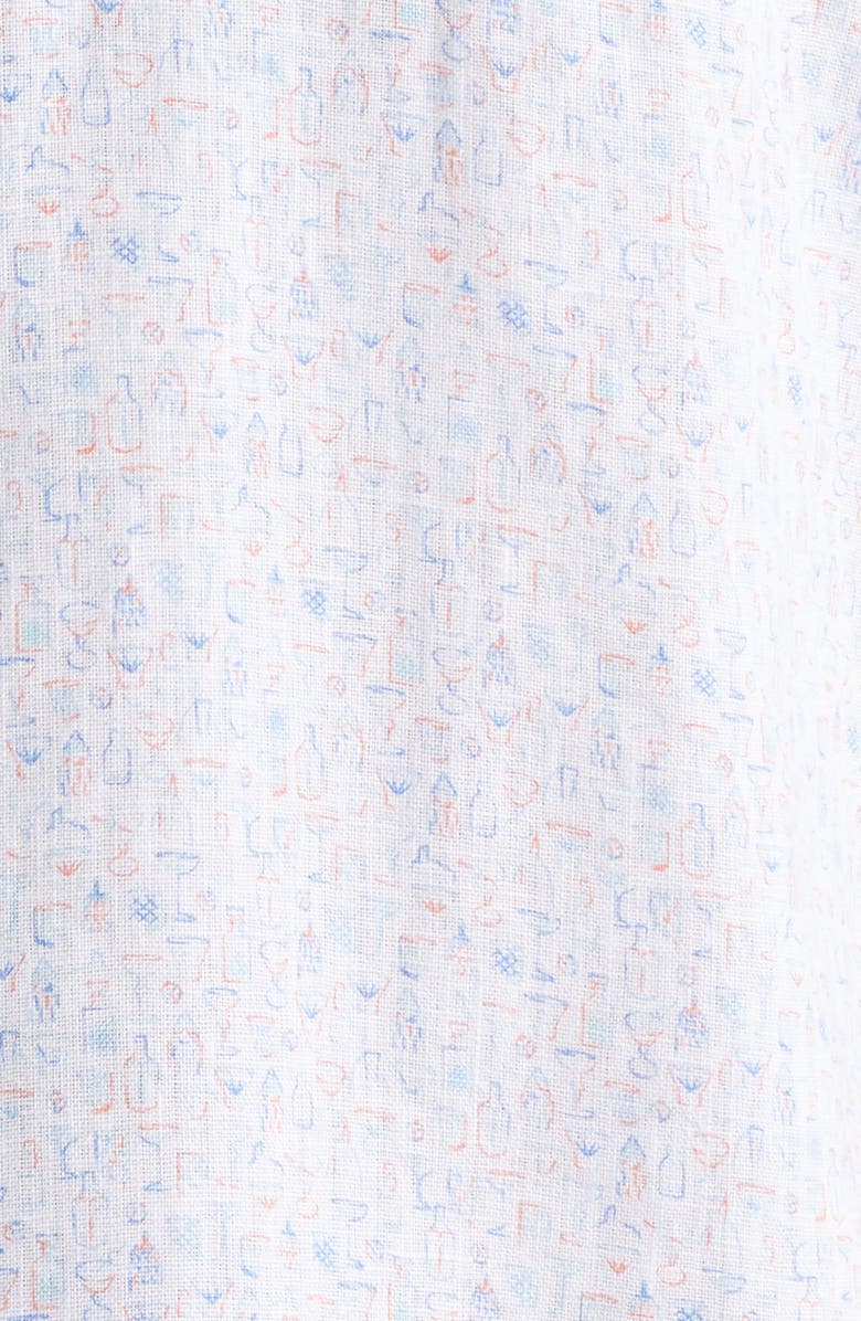 Peter Millar Soiree Short Sleeve Linen Button-Up Shirt, Alternate, color, Blue Multi