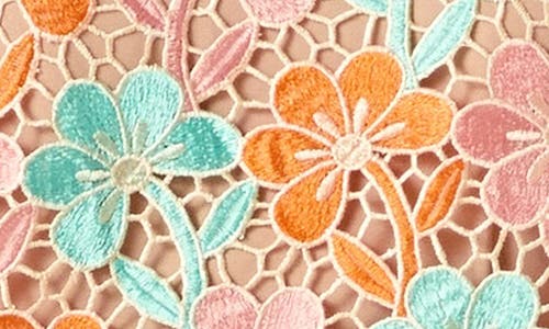 Endless Rose Floral Embroidered Open Knit Top In Orange Multi
