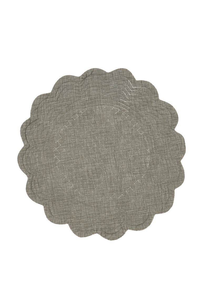 Henderson Hideaway Round Woven Reversible Rustic Winter Wilderness Placemats Set of 6, 17", Alternate, color, Beige