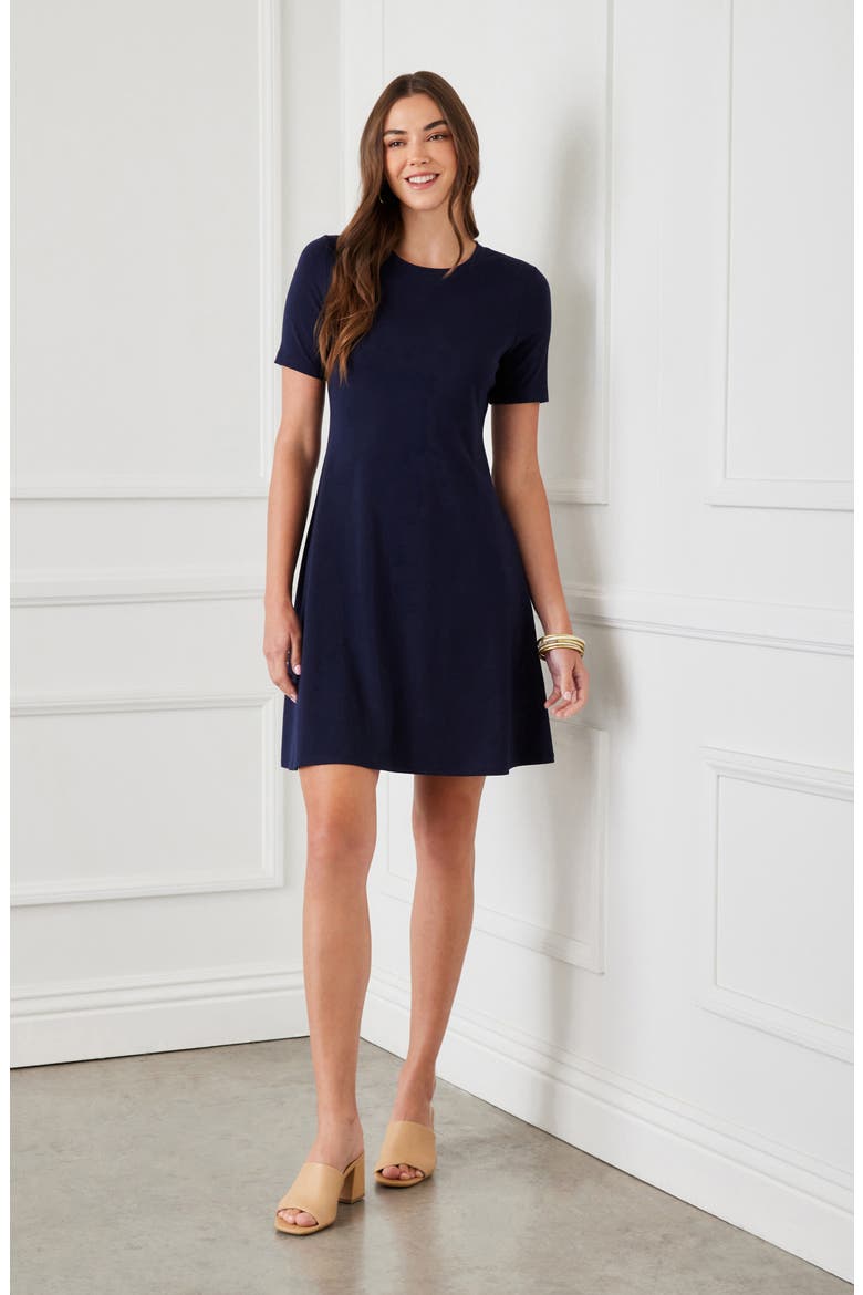 Short Sleeve Sheath Dress, Alternate, color, NAVY