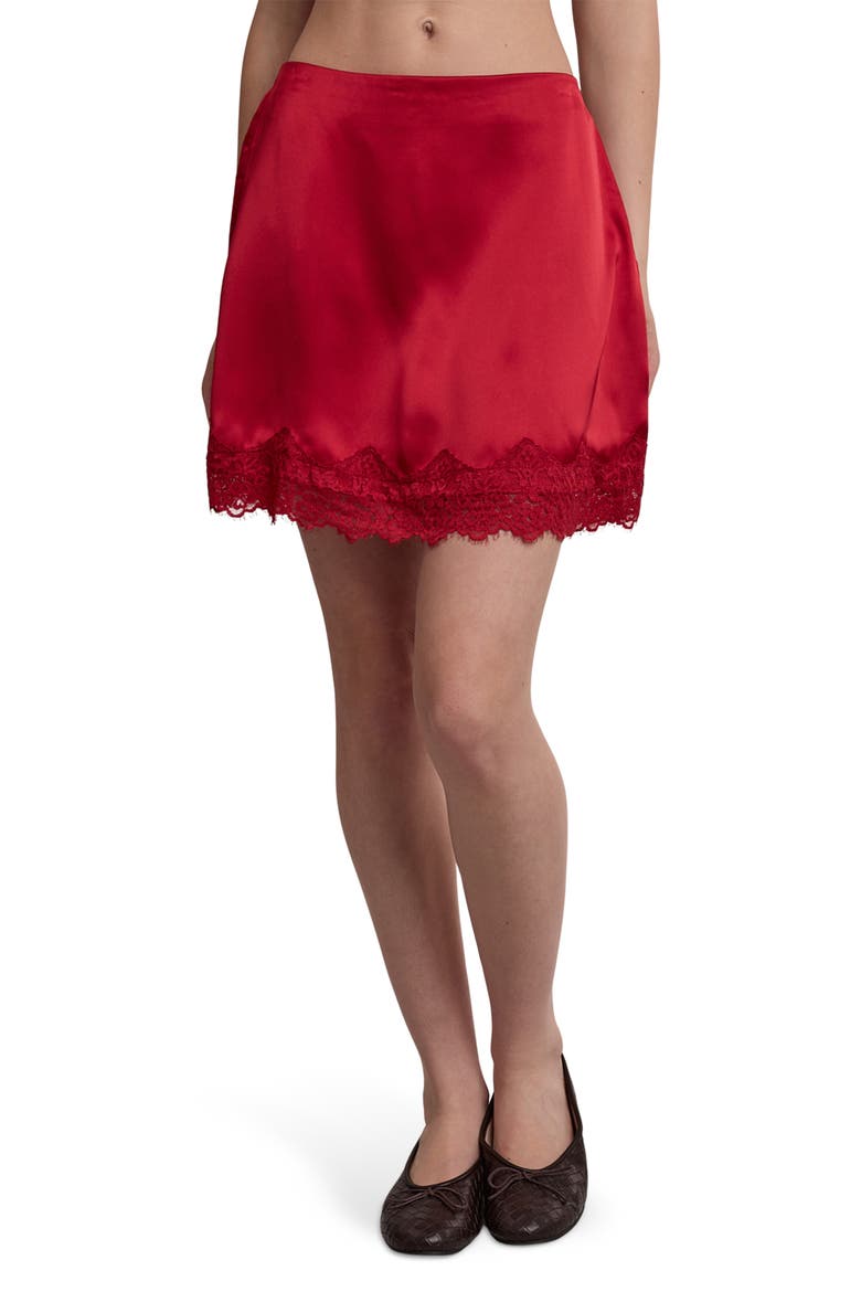 Lace Trim Miniskirt, Main, color, RED