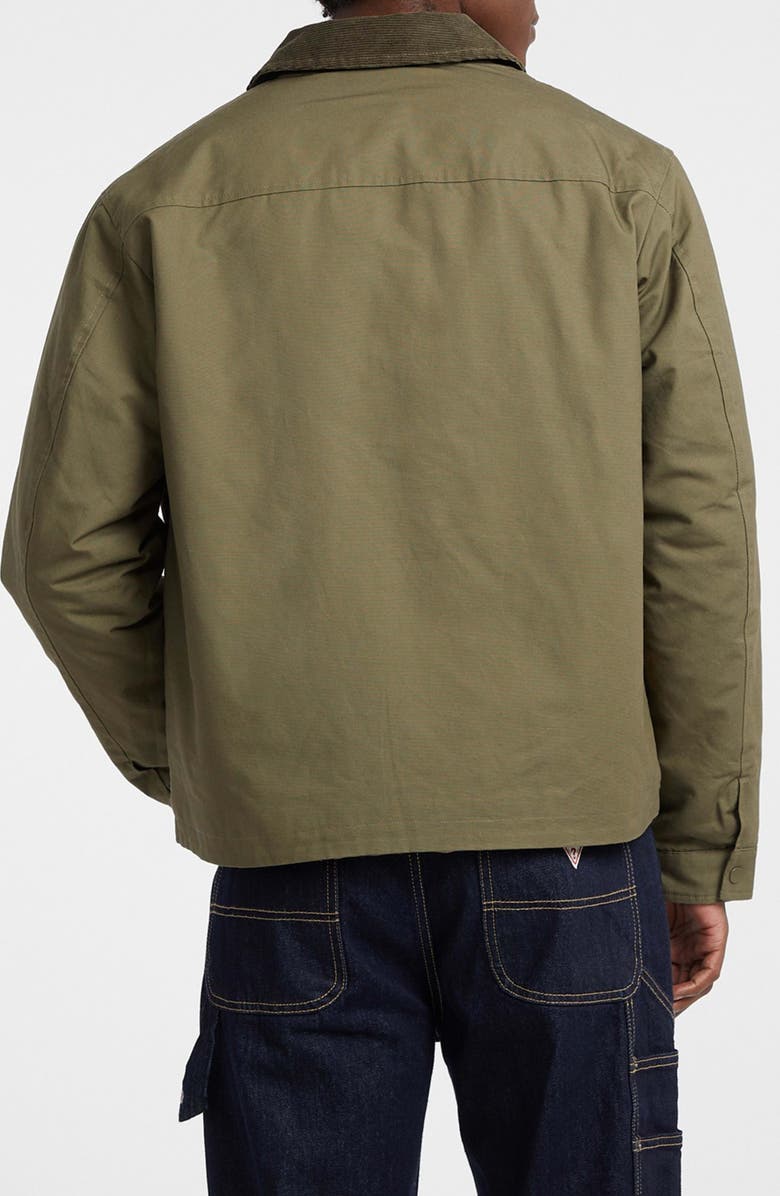 GUESS JEANS Corduroy Collar Cotton Canvas Jacket, Alternate, color, Green