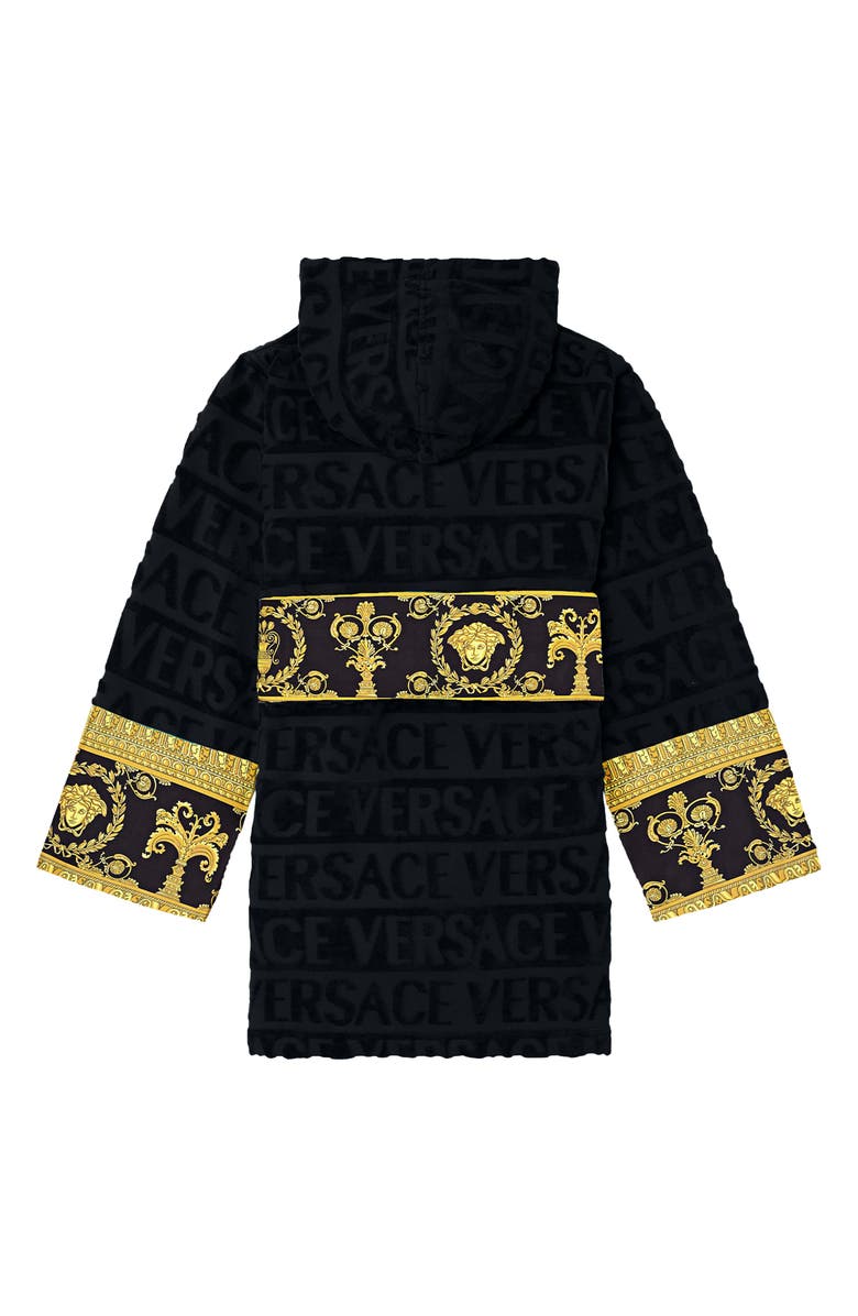 Versace Barocco Hooded Short Bathrobe, Alternate, color, 
