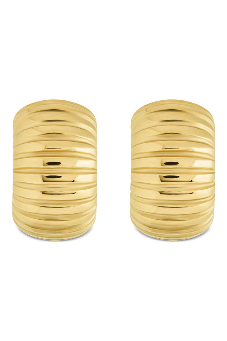 Philippa Ribbed Huggie Hoop Earrings, Alternate, color, GOLD