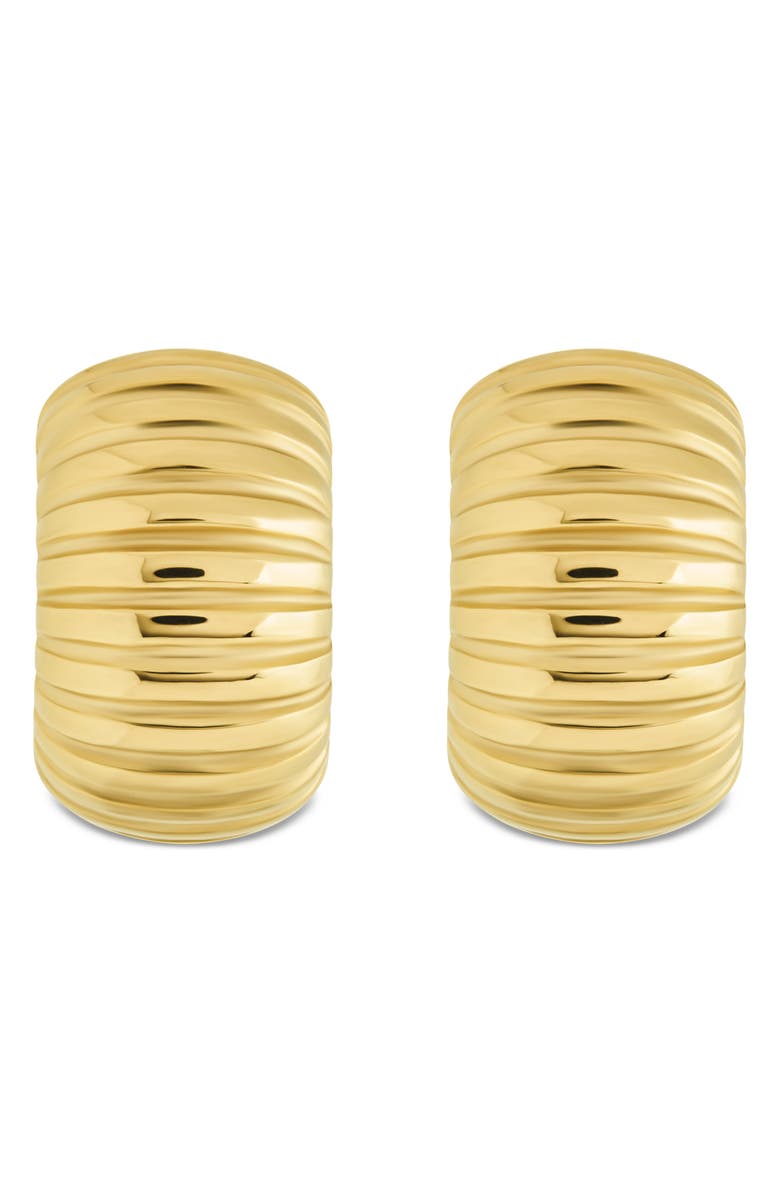 Sterling Forever Philippa Ribbed Huggie Hoop Earrings, Alternate, color, Gold