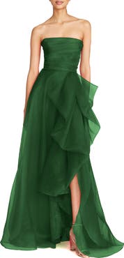 Theia Teresa Strapless Draped Gown