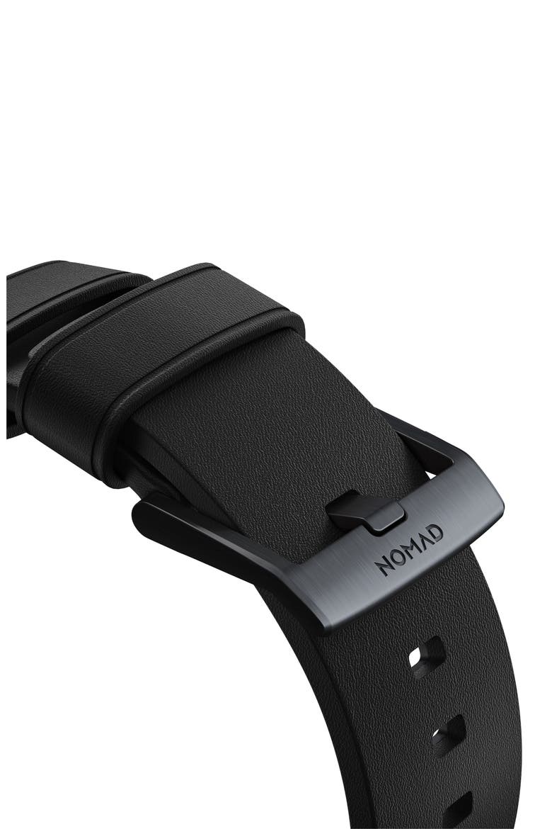 Modern Leather 24mm Apple Watch® Watchband, Alternate, color, BLACK/ BLACK