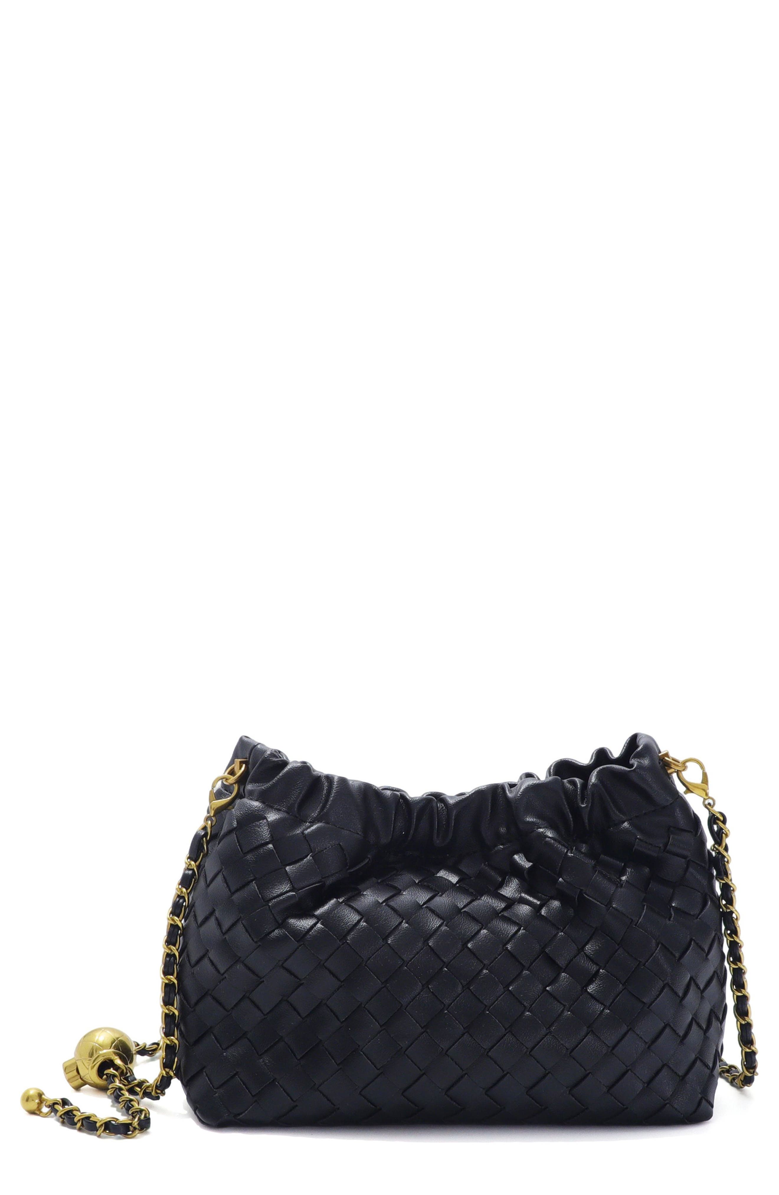 Woven Faux Leather Crossbody Bag