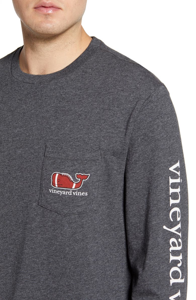 vineyard vines Textured Football Long Sleeve Pocket T-Shirt, Alternate, color,