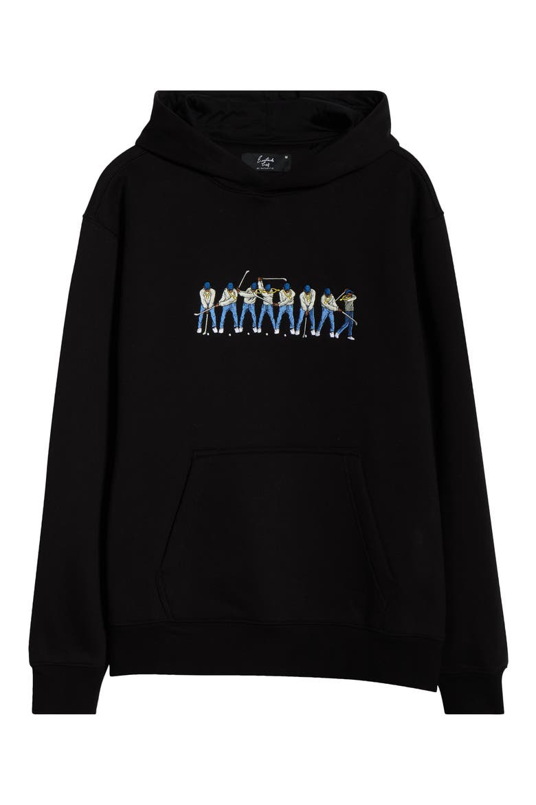 Sequence Embroidered Hoodie, Alternate, color, BLACK