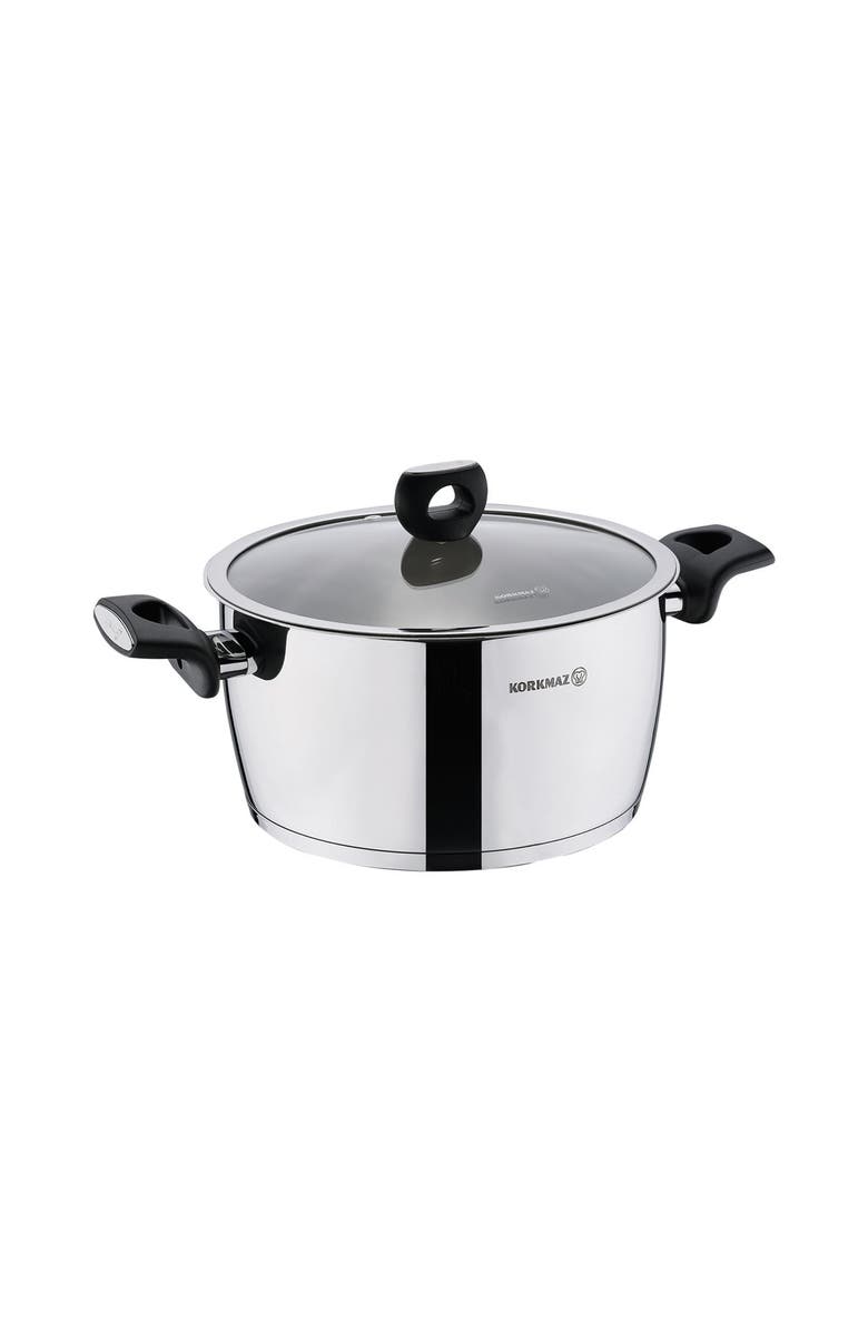 Korkmaz Nora 2 Piece 2 Liter Stainless Steel Casserole with Lid, Main, color, Silver