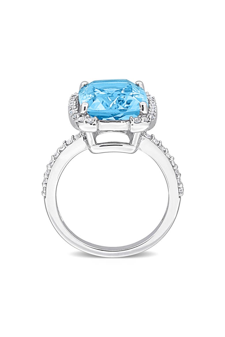 Sterling Silver Cushion Cut Sky Blue Topaz & White Topaz Ring, Alternate, color, BLUE