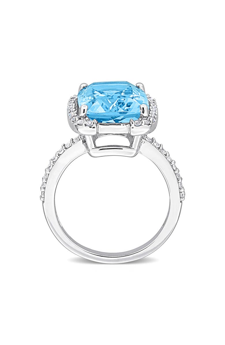 DELMAR Sterling Silver Cushion Cut Sky Blue Topaz & White Topaz Ring, Alternate, color, Blue