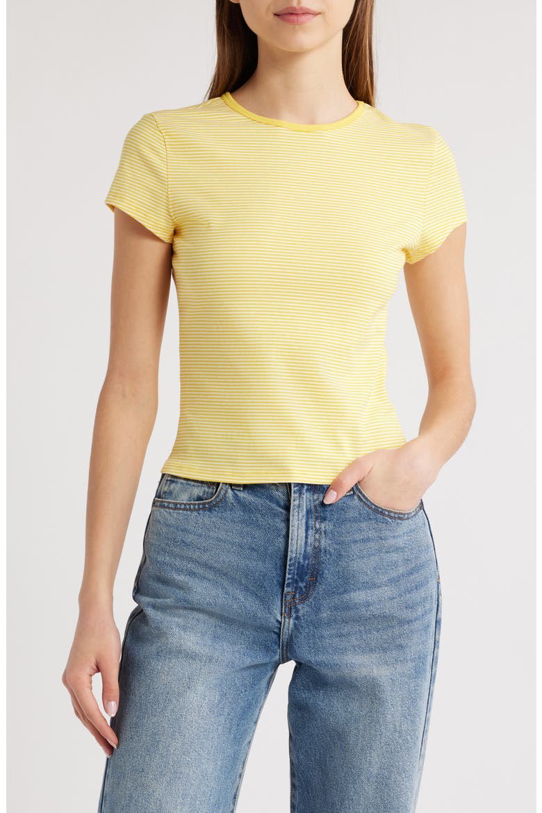 In Bloom Stripe Baby Tee, Main, color, BUTTER STRIPE