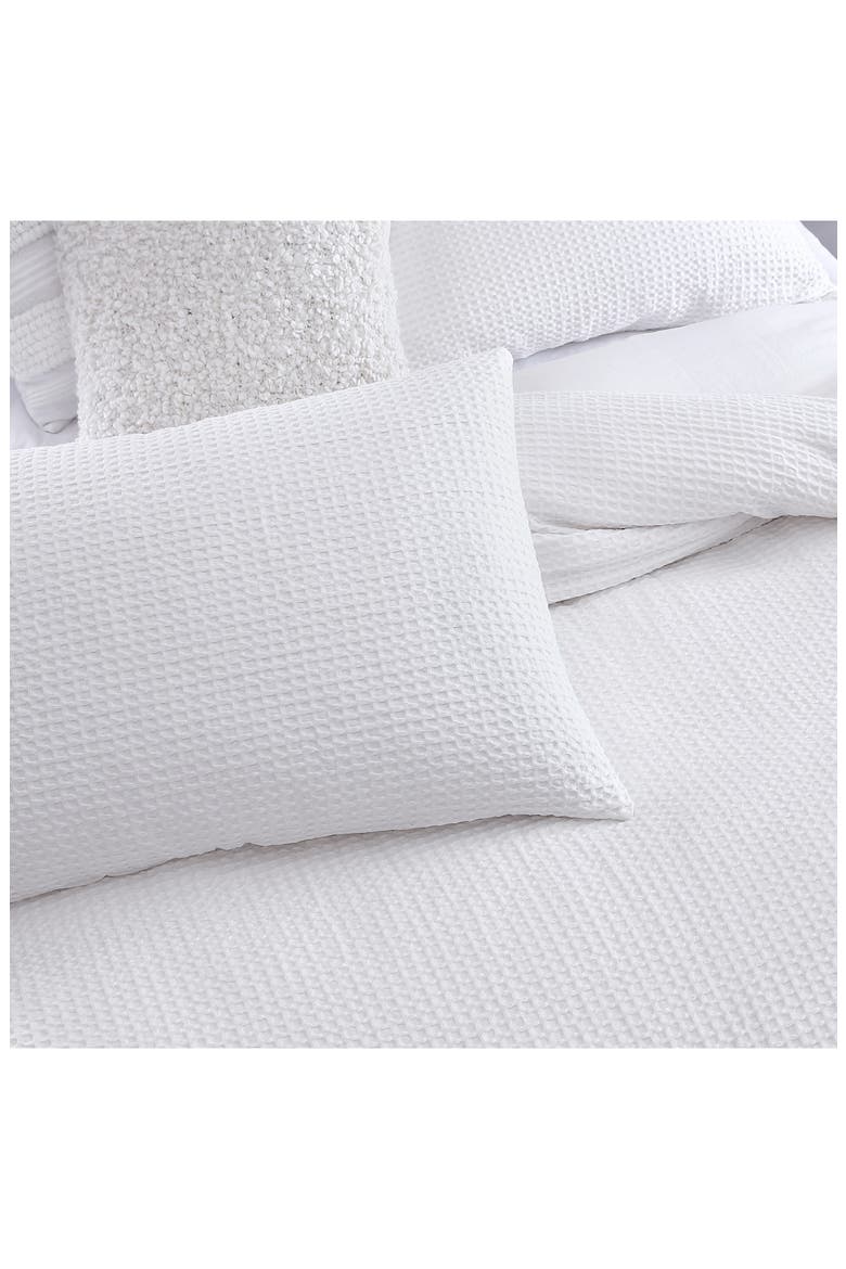 Modern Waffle Cotton Duvet & Sham Set, Alternate, color, WHITE