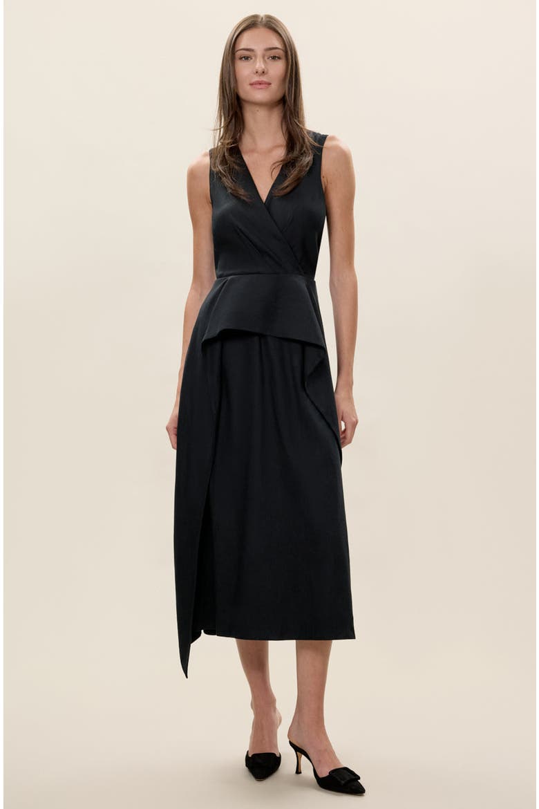 Stretch Linen Dress, Main, color, Black