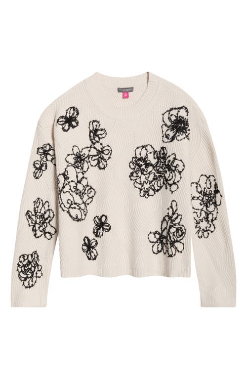 Vince Camuto Embroidered Crewneck Sweater In Neutral