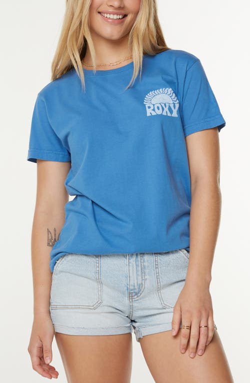 Roxy Made Of Sunshine Relaxed Fit Cotton Graphic T-shirt In Blue