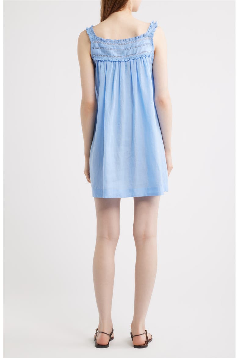 Bea Pleat & Lace Detail Ramie Minidress, Alternate, color, BLUEJAY