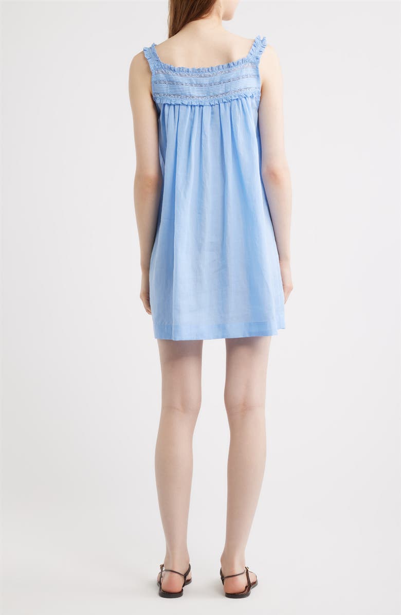 DÔEN Bea Pleat & Lace Detail Ramie Minidress, Alternate, color, Bluejay