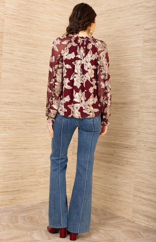 Hale Bob Robin Lurex Chiffon Top In Red