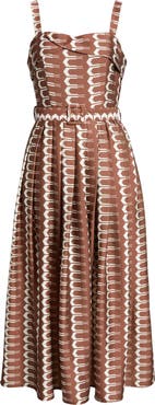 CIEBON Edia Geo Print Belted Maxi Dress