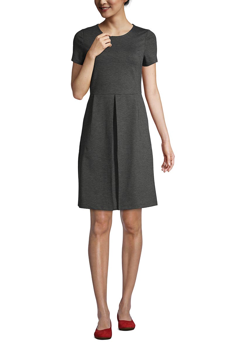 Lands' End School Uniform  Short Sleeve Ponte Dress, Main, color, Charcoal Heather