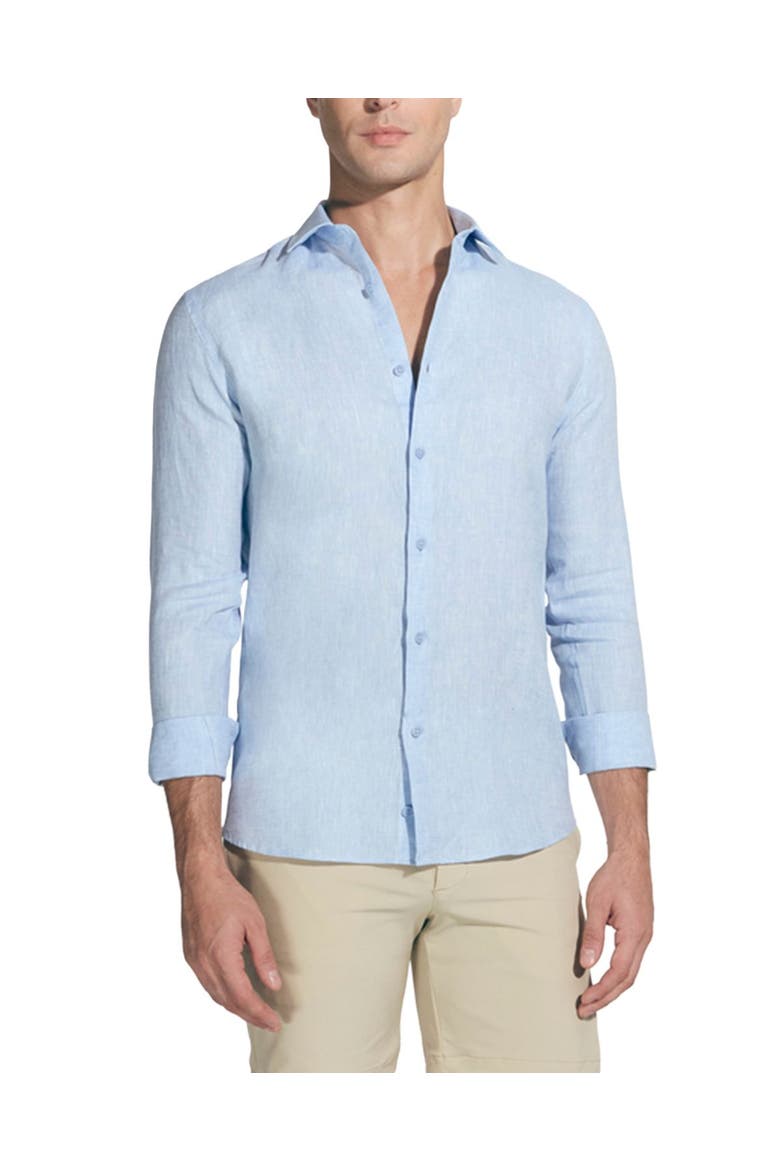 James Linen Slim-Fit Shirt, Main, color, Blue