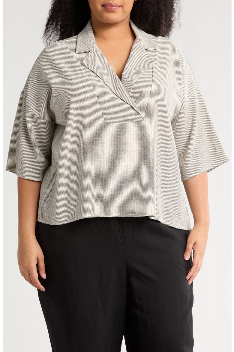 Oversize Stripe Cotton Blend Top, Main, color, GREY