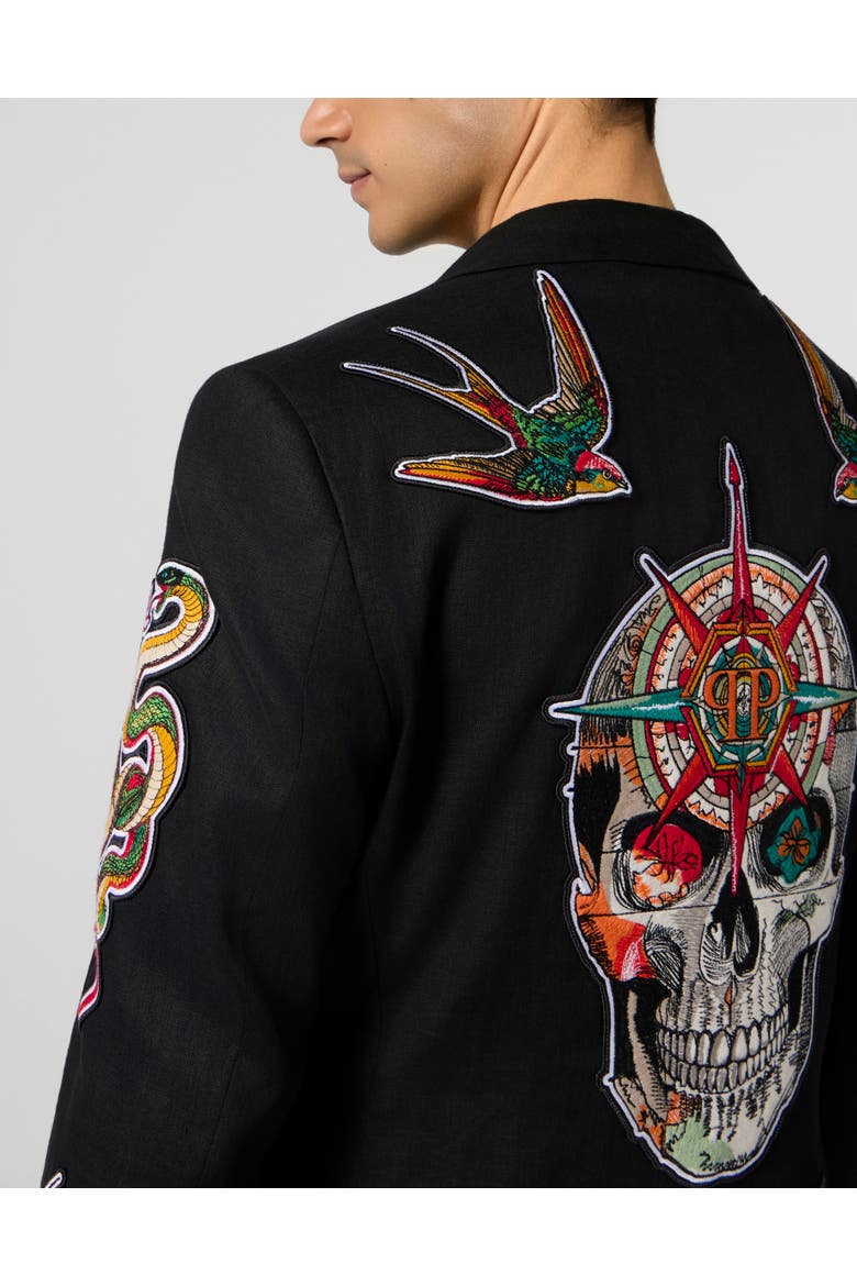 Gigolo Fit Blazer Tattoo Embroidery Men, Alternate, color, black