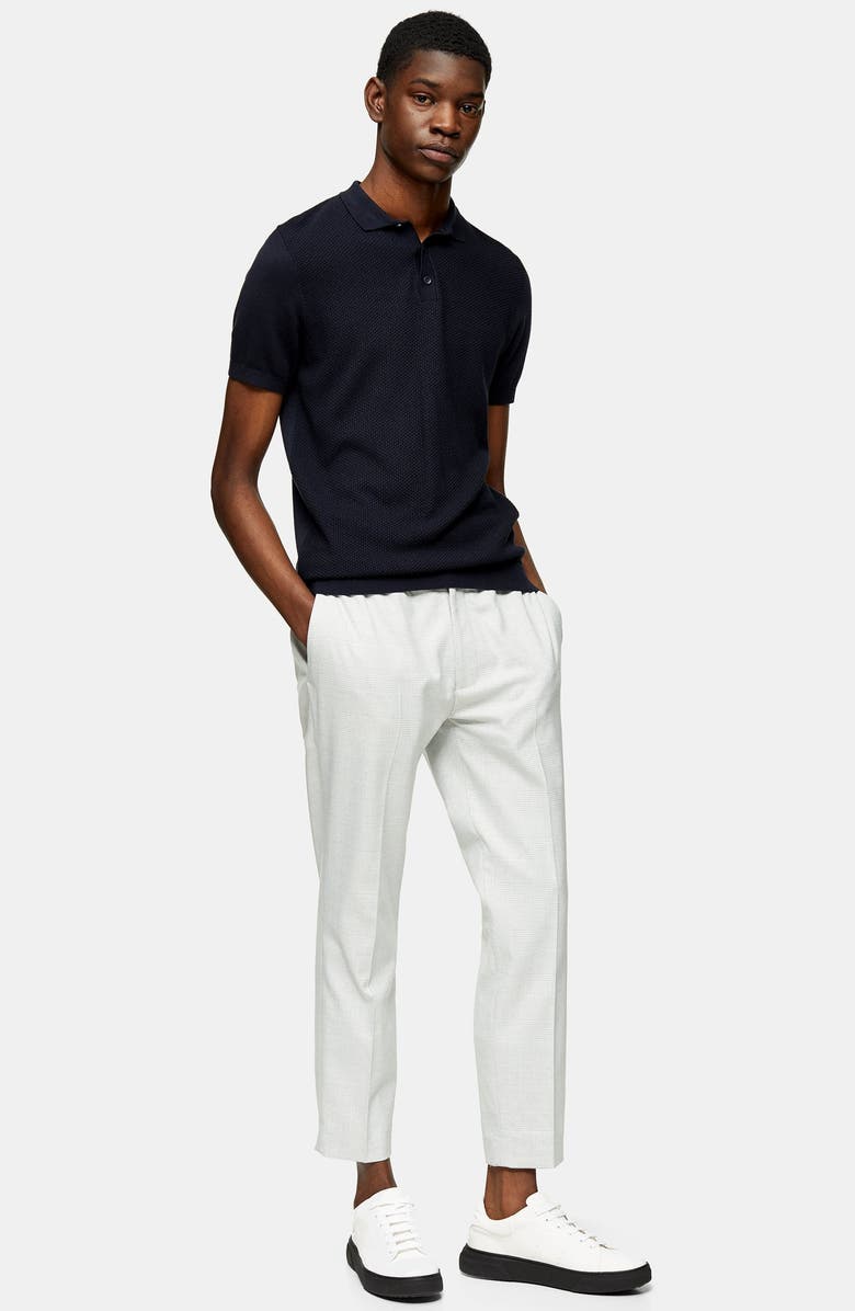 Topman Slim Fit Check Crop Pants, Alternate, color, Grey