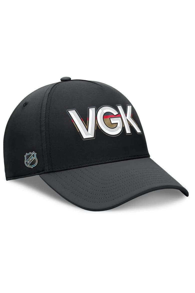 Men's Fanatics Black/Charcoal Vegas Golden Knights Authentic Pro Rink Team Code Flex Hat, Alternate, color, Black