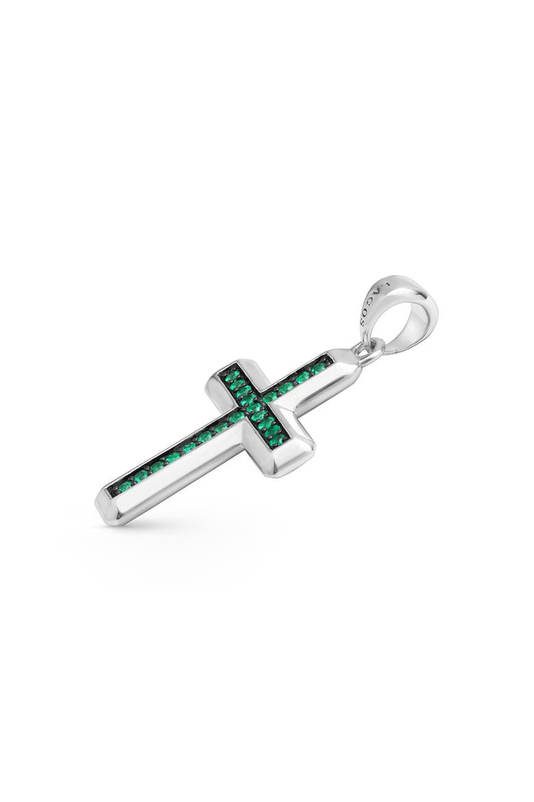 Men's Anthem Cross Pendant, Alternate, color, EMERALD