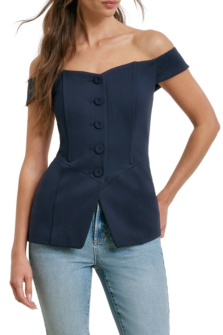 The One That I Want Off the Shoulder Top, Main, color, NAVY