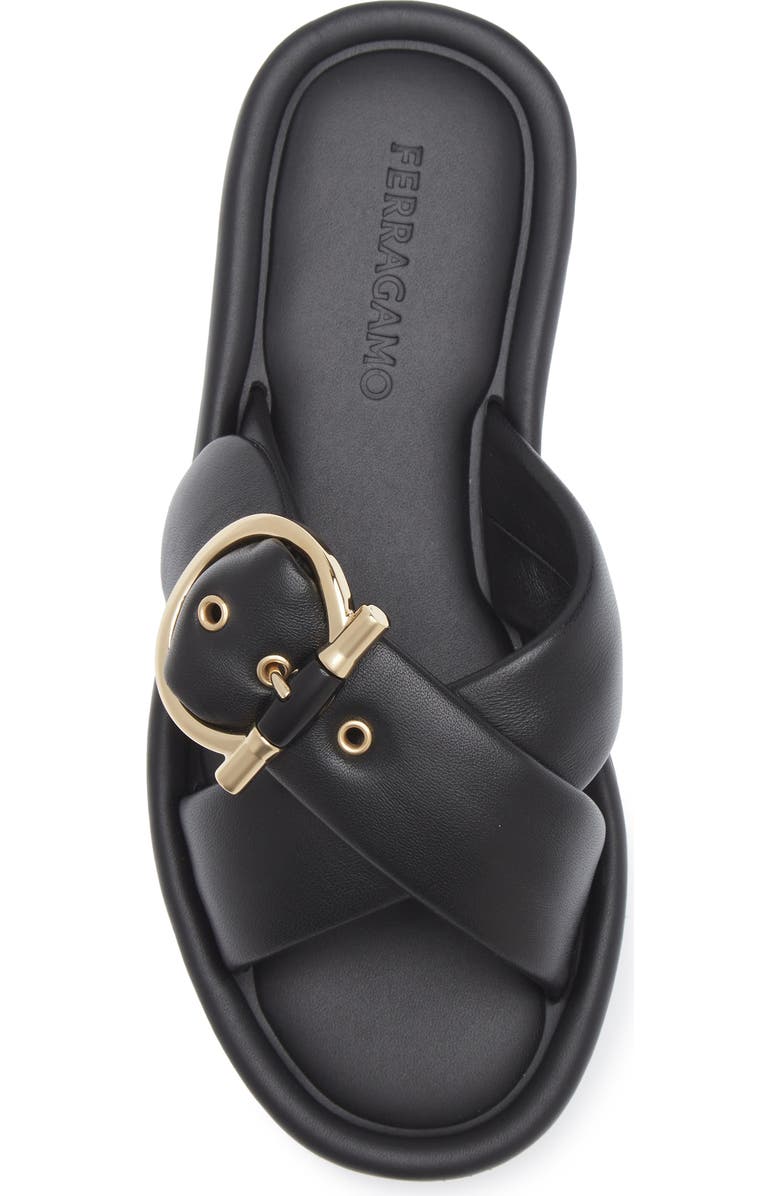 FERRAGAMO Elyzia Gancio Buckle Slide Sandal, Alternate, color, Black