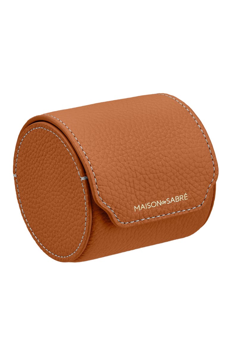 MAISON de SABRÉ Leather Watch Roll, Main, color, Pecan Brown