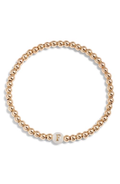 Nashelle Mother Of Pearl Initial Beaded Bracelet In Gold Fill F