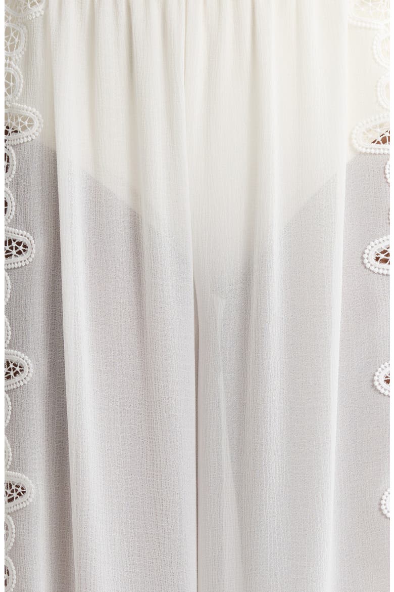 Athena Lace Semisheer Split Hem Wide Leg Cover-Up Pants, Alternate, color, WHITE